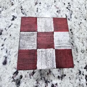 Handcrafted Red and White Checkered Coaster